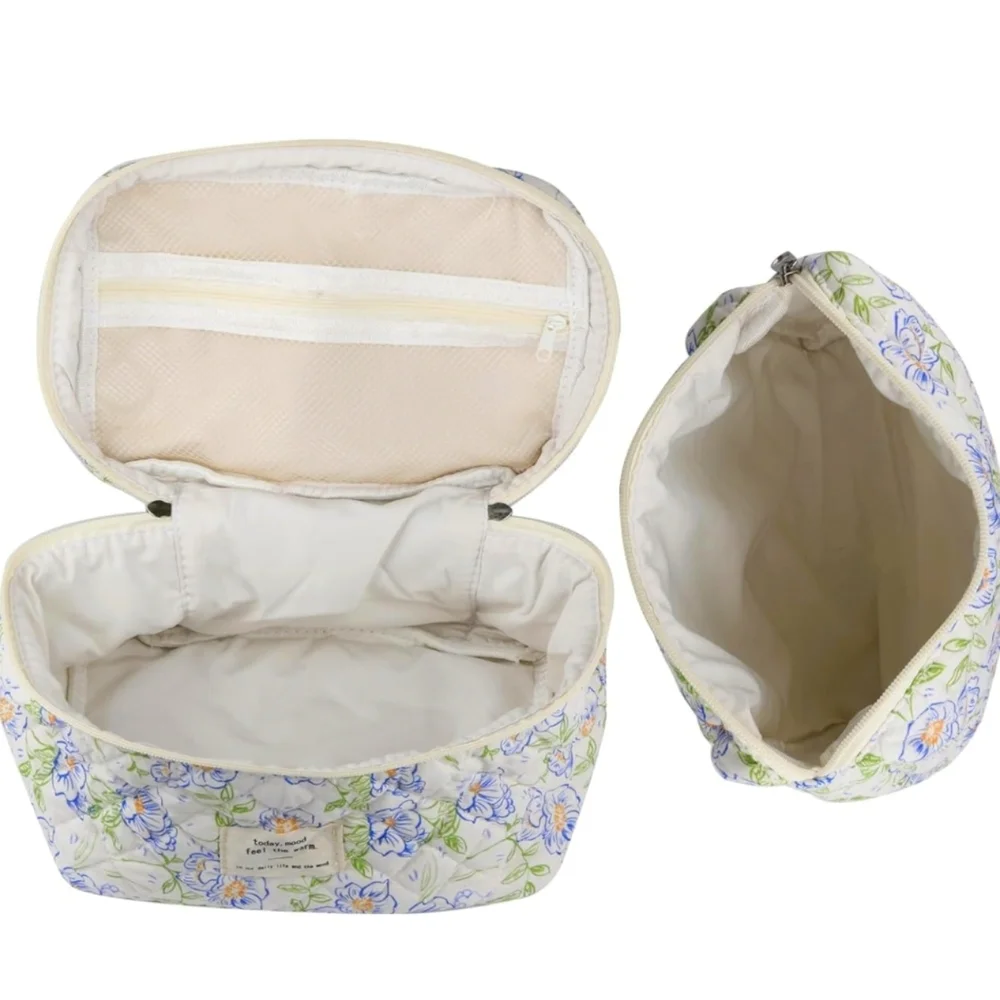 2pc Quilted Floral Makeup&Travel Bag Set - Picture 2 of 6